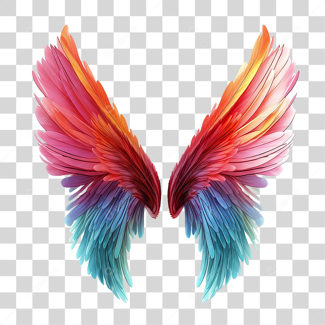 Asas Coloridas PNG Transparente