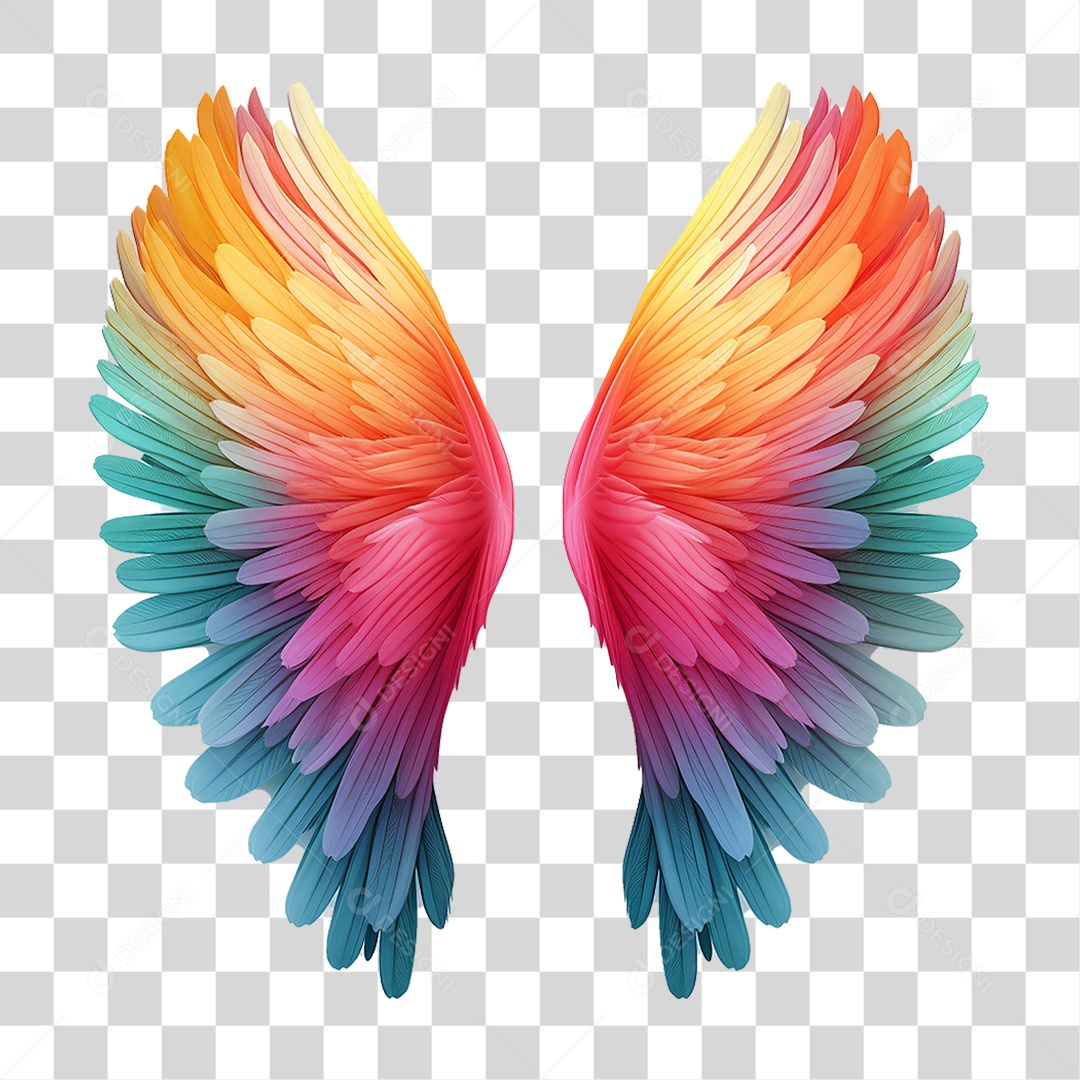 Asas Coloridas PNG Transparente