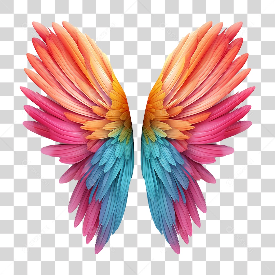 Asas Coloridas PNG Transparente
