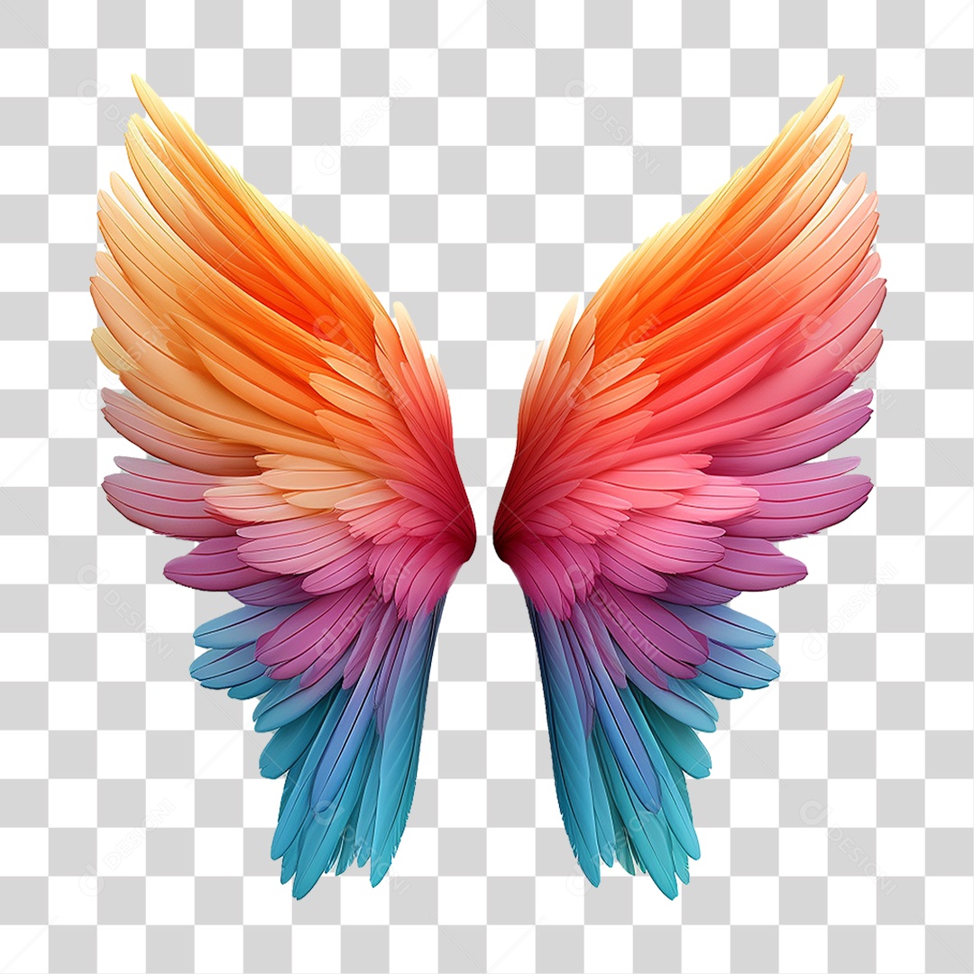 Asas Coloridas PNG Transparente