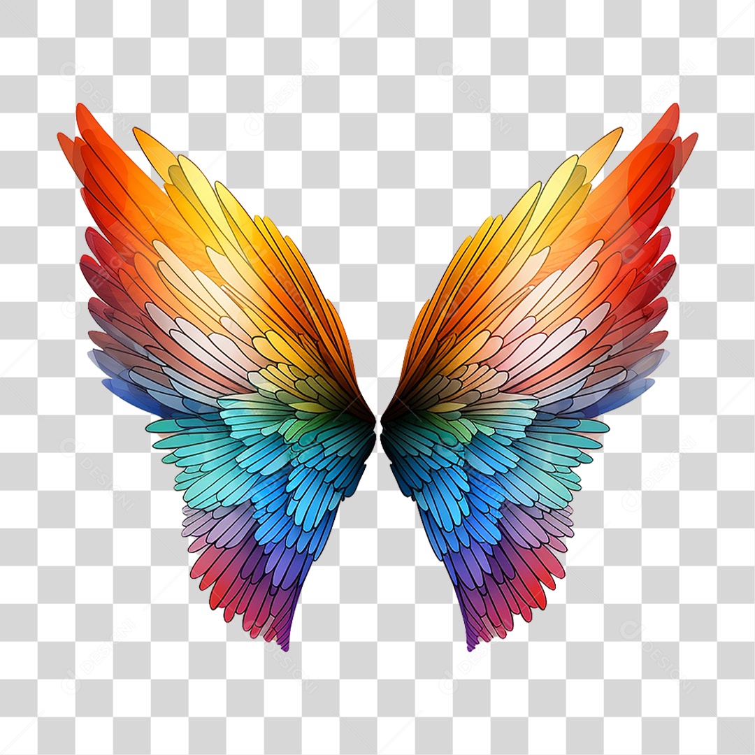 Asas Coloridas PNG Transparente