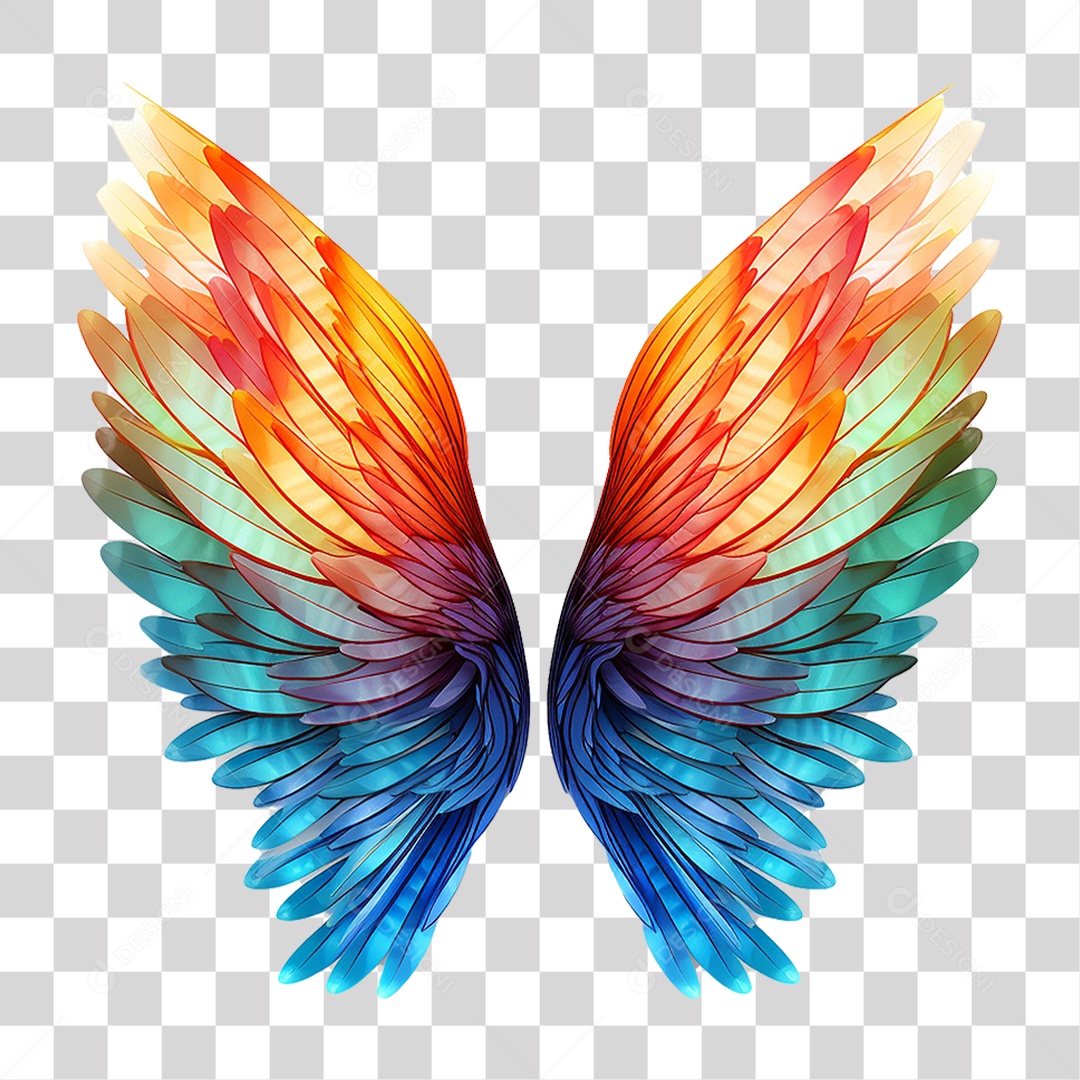 Asas Coloridas PNG Transparente