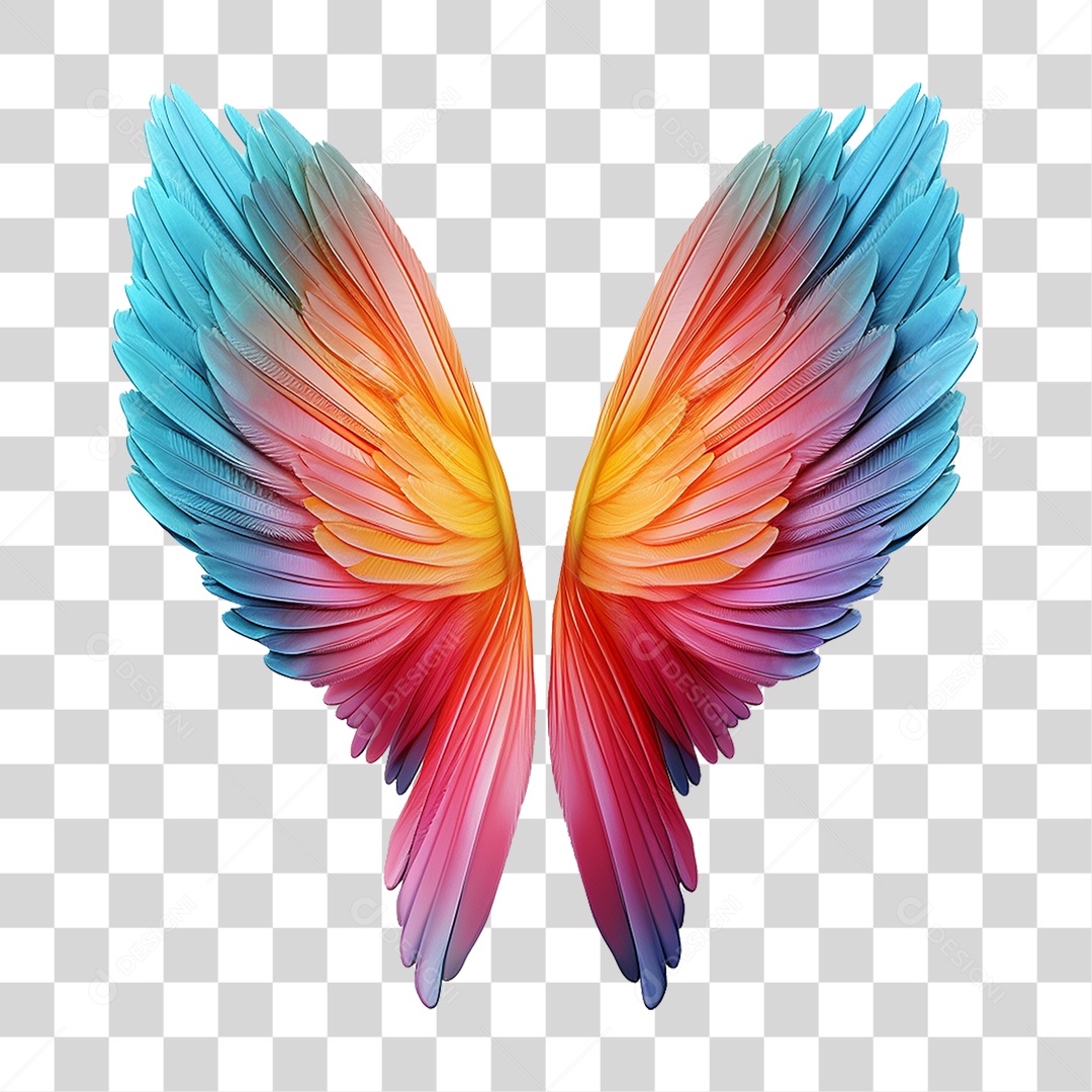 Asas Coloridas PNG Transparente