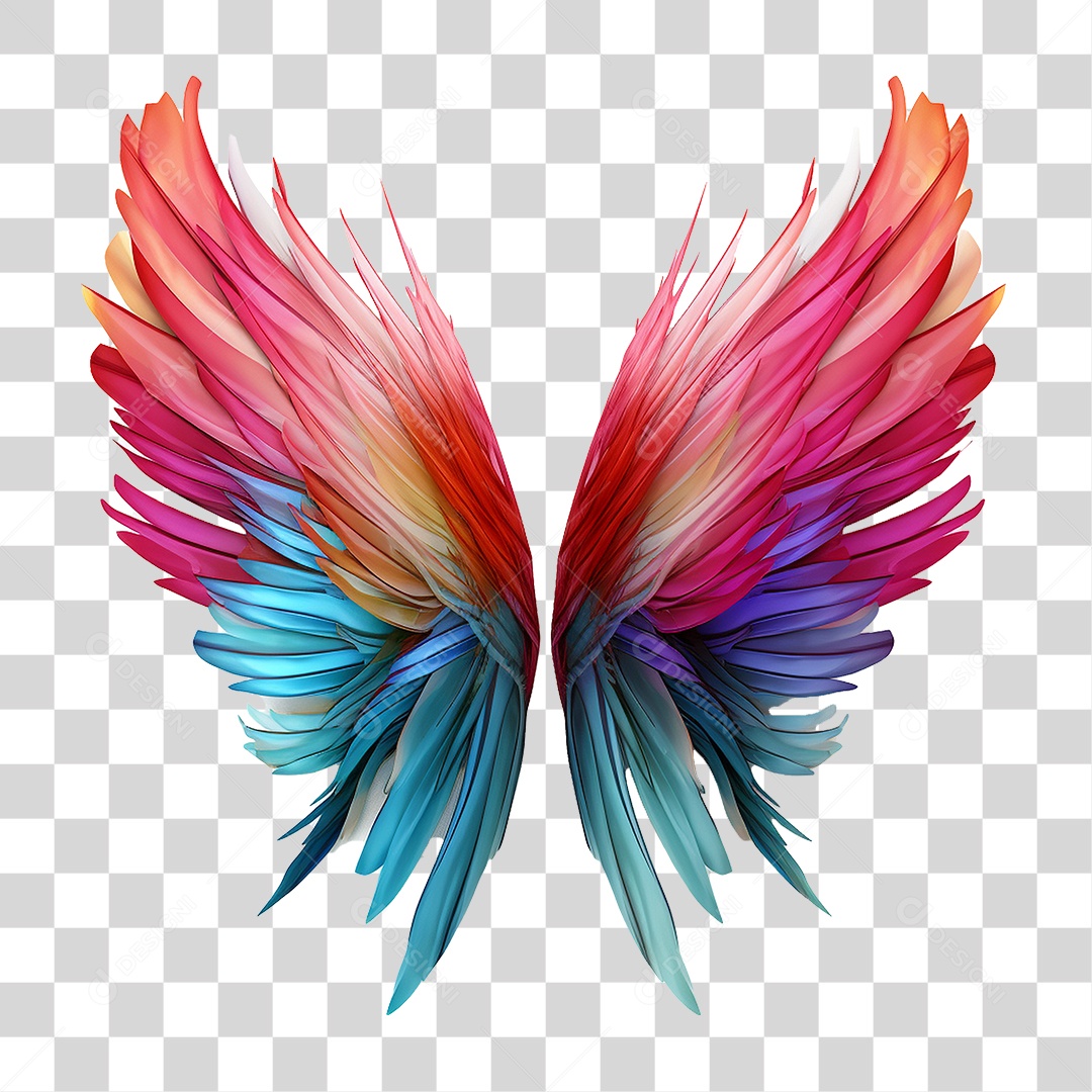 Asas Coloridas PNG Transparente