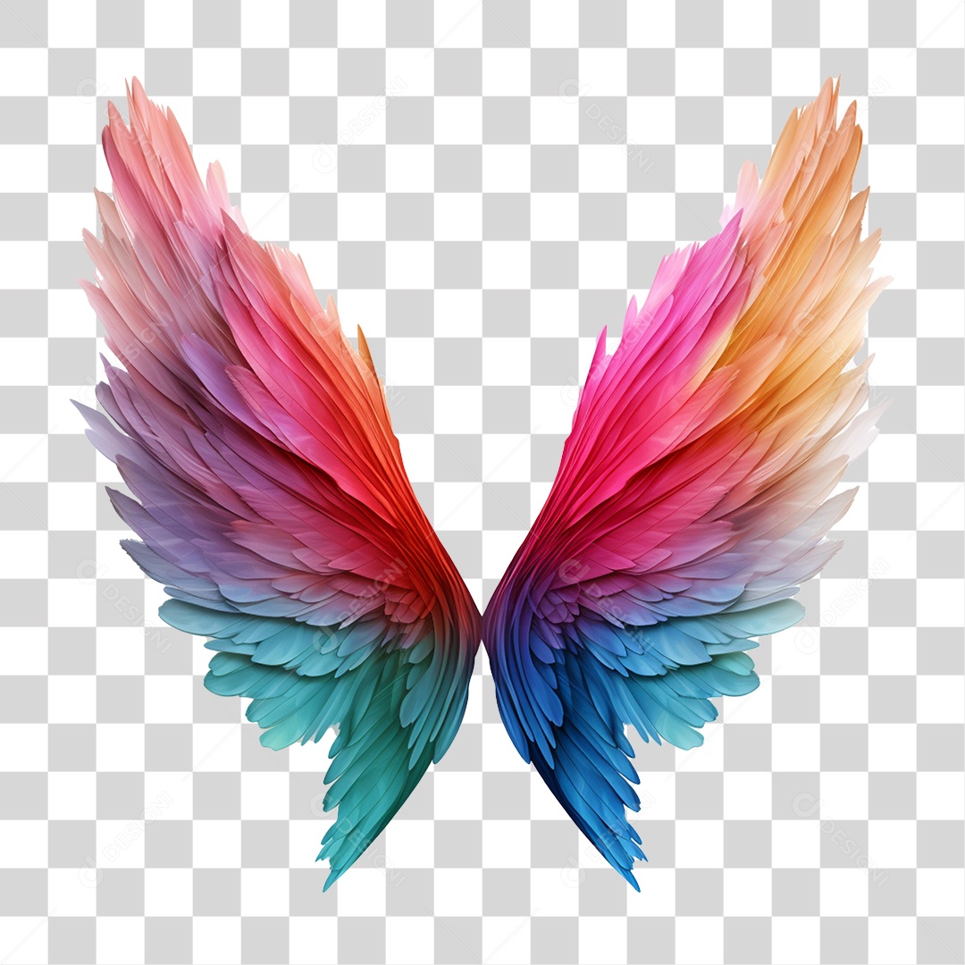 Asas Coloridas PNG Transparente
