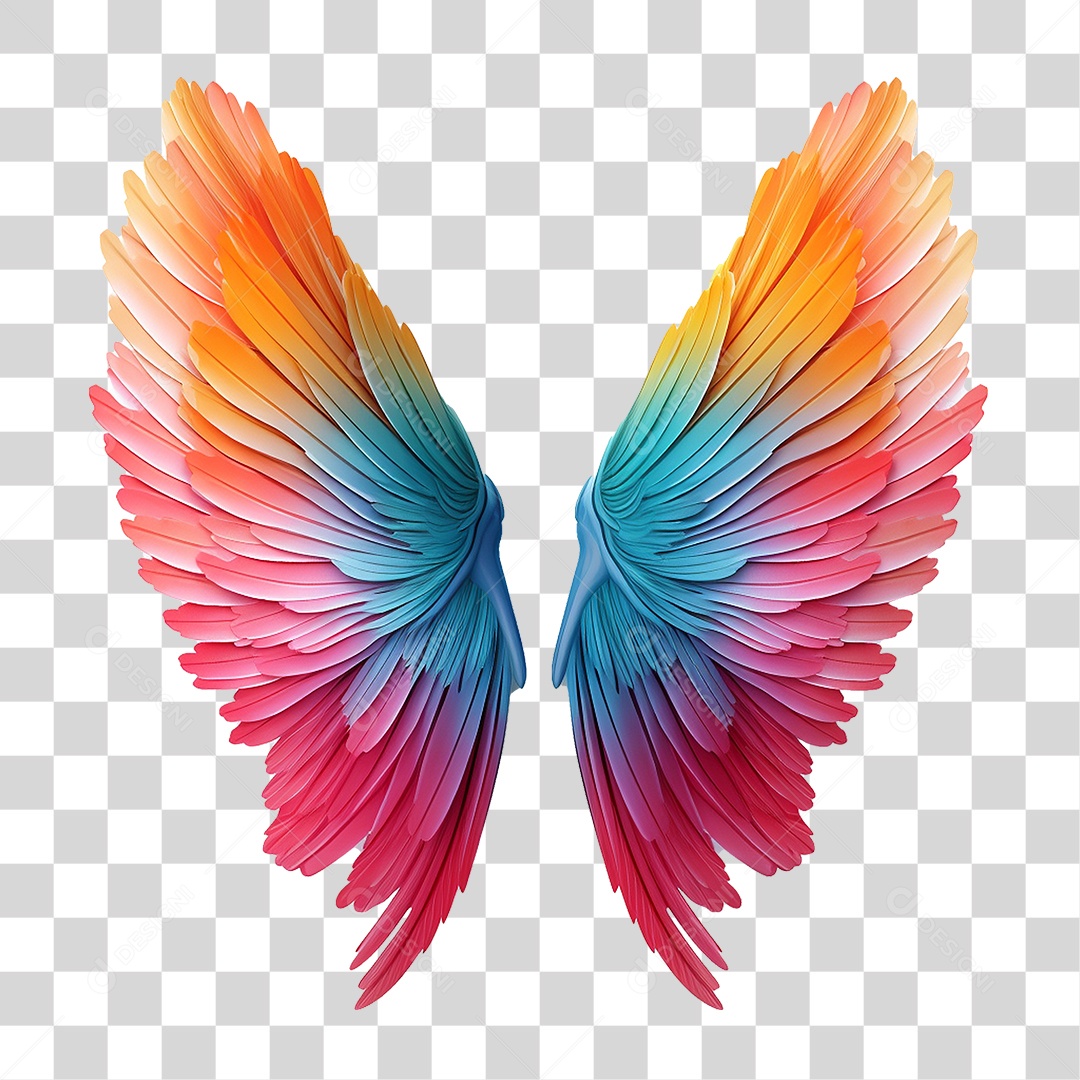 Asas Coloridas PNG Transparente