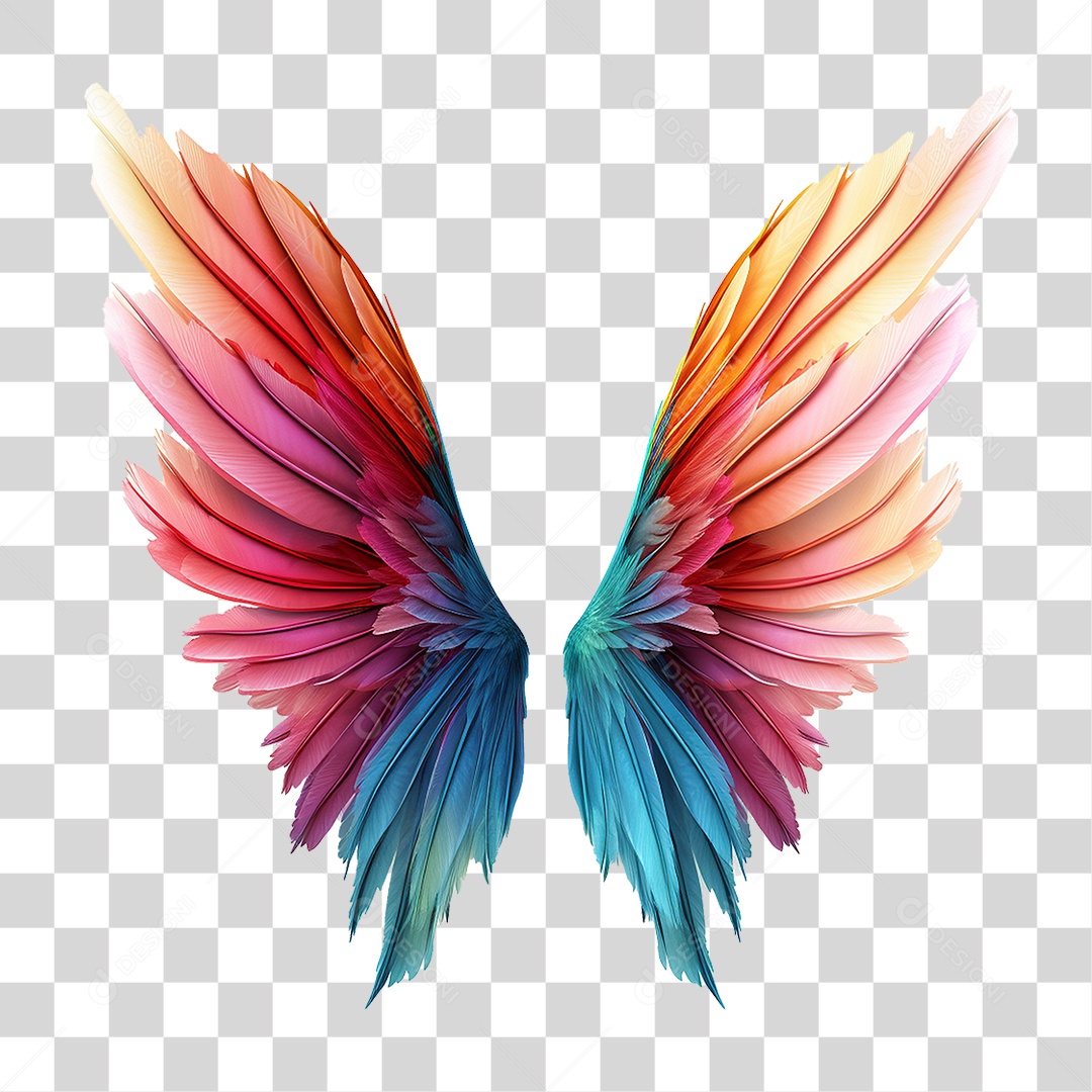 Asas Coloridas PNG Transparente