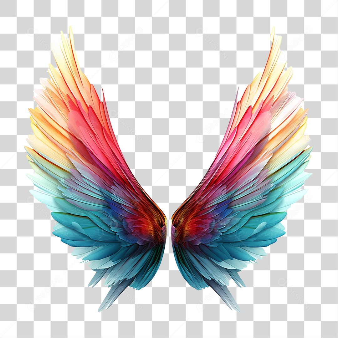 Asas Coloridas PNG Transparente
