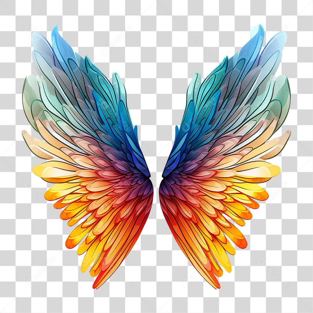 Asas Coloridas PNG Transparente