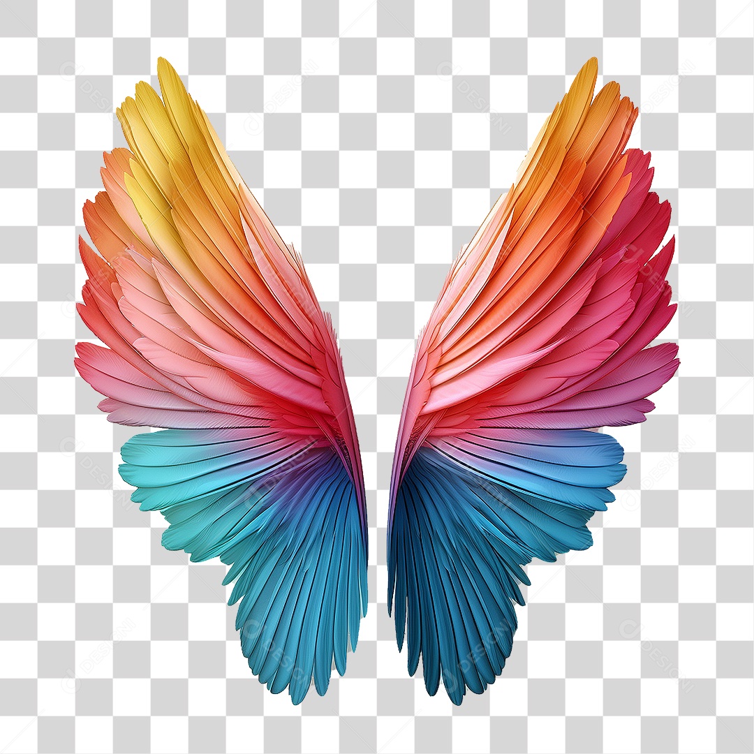 Asas Coloridas PNG Transparente