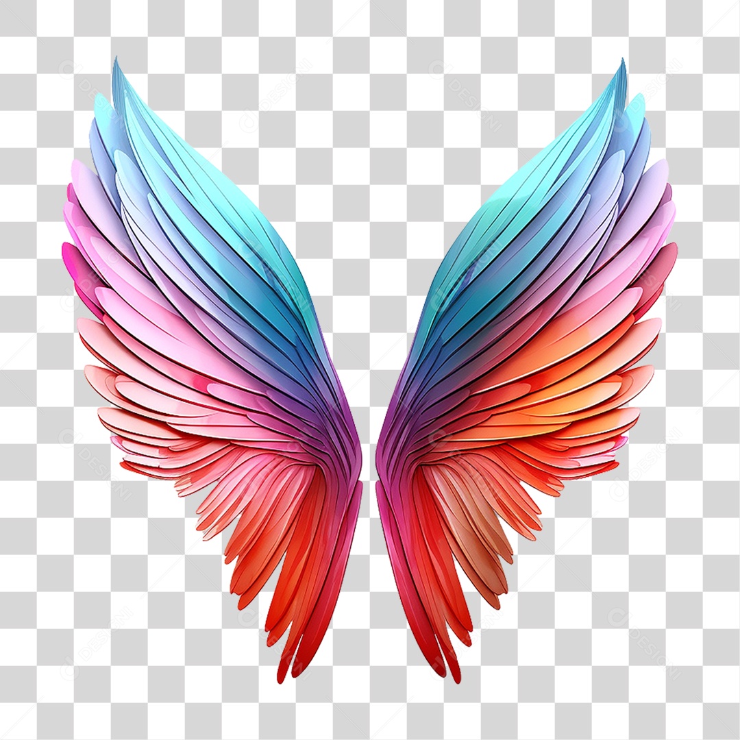 Asas Coloridas PNG Transparente