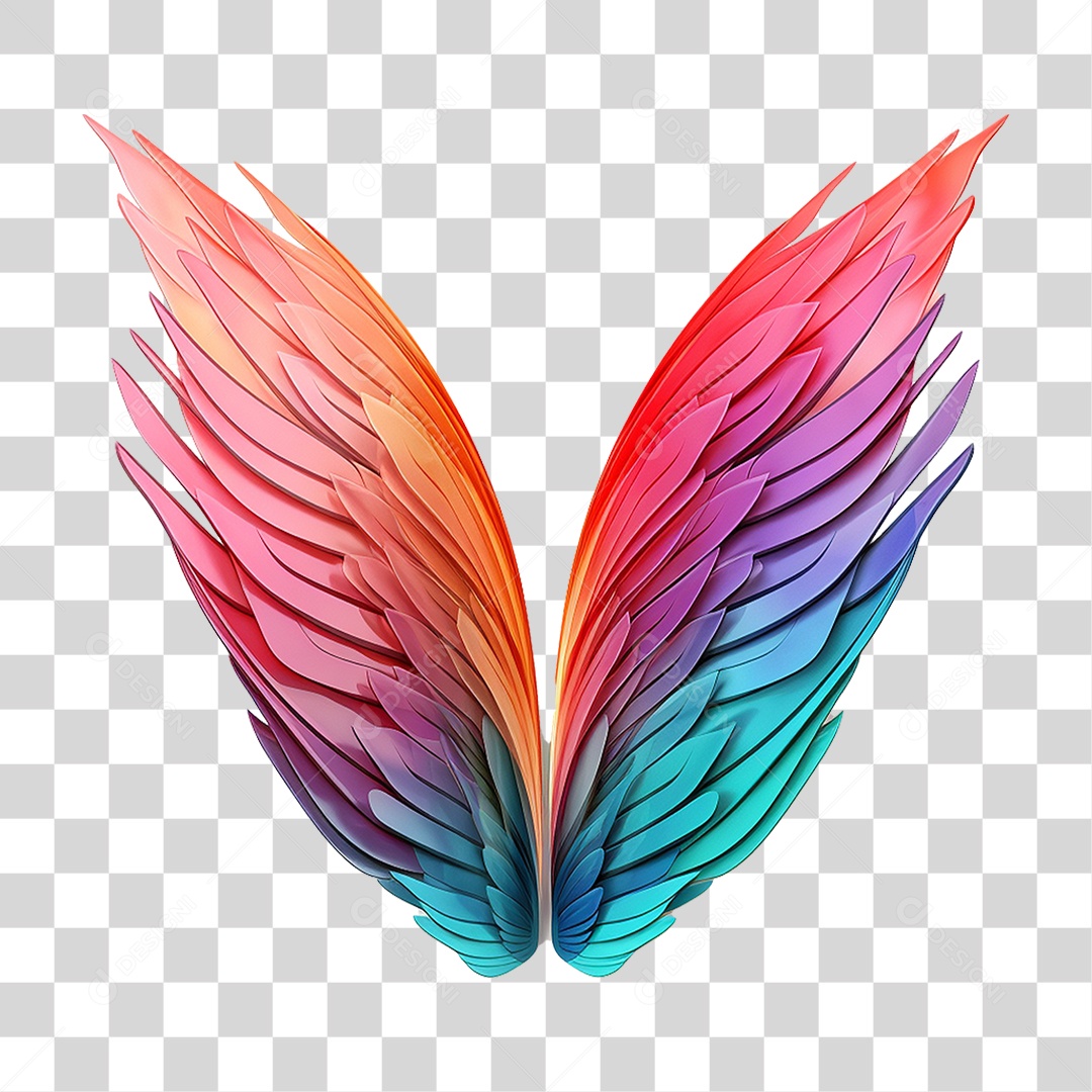 Asas Coloridas PNG Transparente