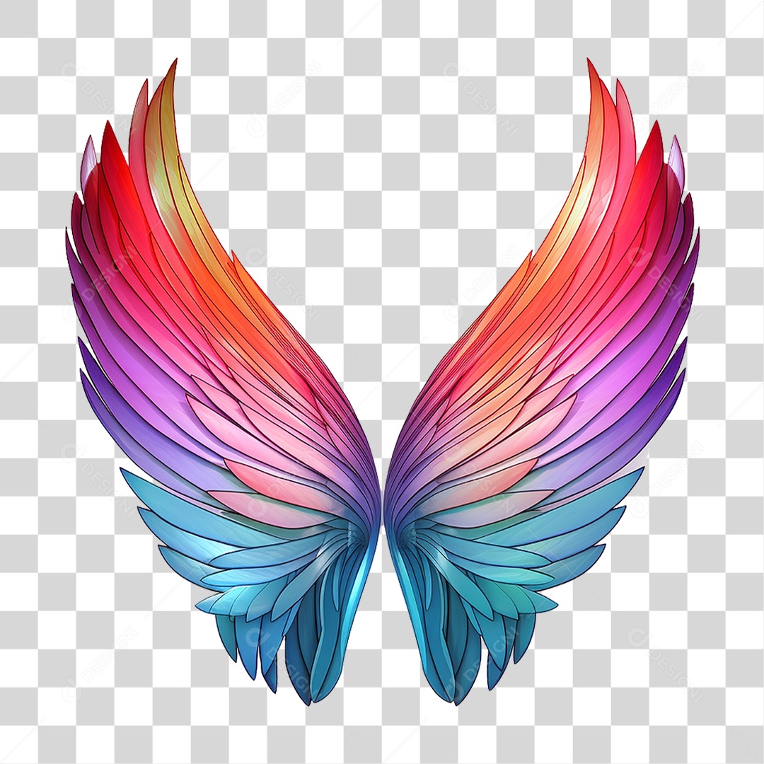 Asas Coloridas PNG Transparente