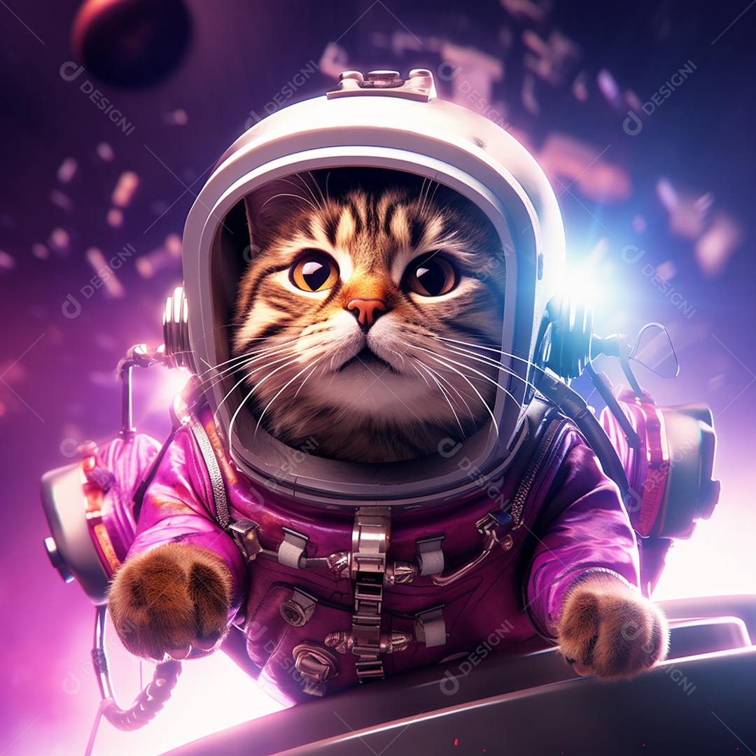 Gato astronauta em traje espacial retrato de um gato no espaço