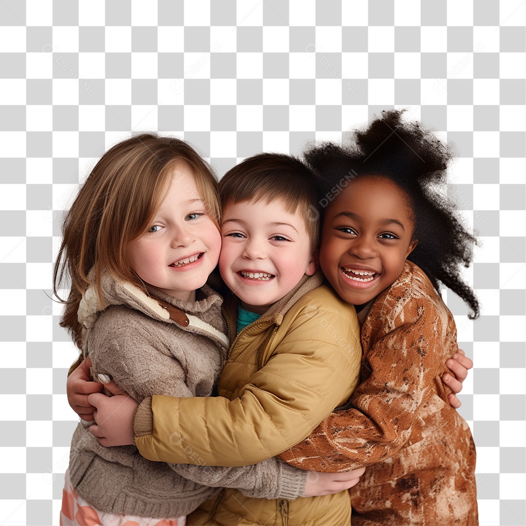 Crianças Abraçadas Sorrindo PNG Transparente