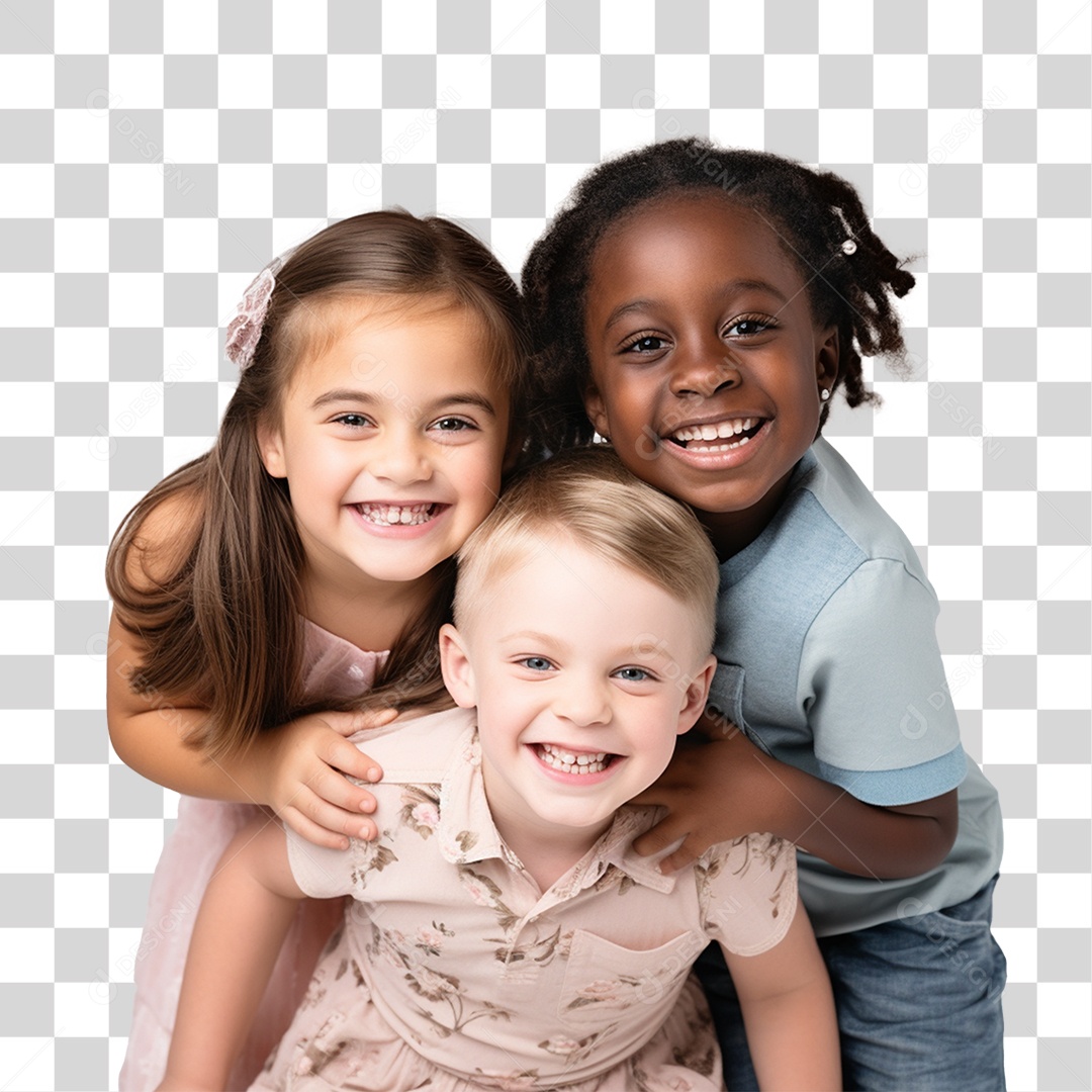 Crianças Abraçadas Sorrindo PNG Transparente