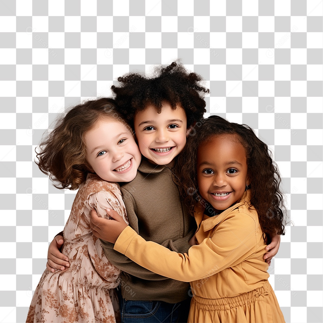 Crianças Abraçadas Sorrindo PNG Transparente