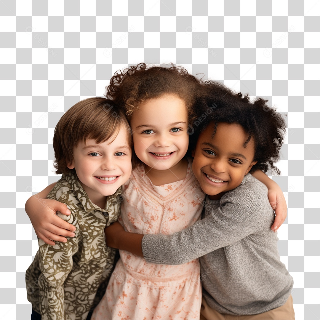 Crianças Abraçadas Sorrindo PNG Transparente