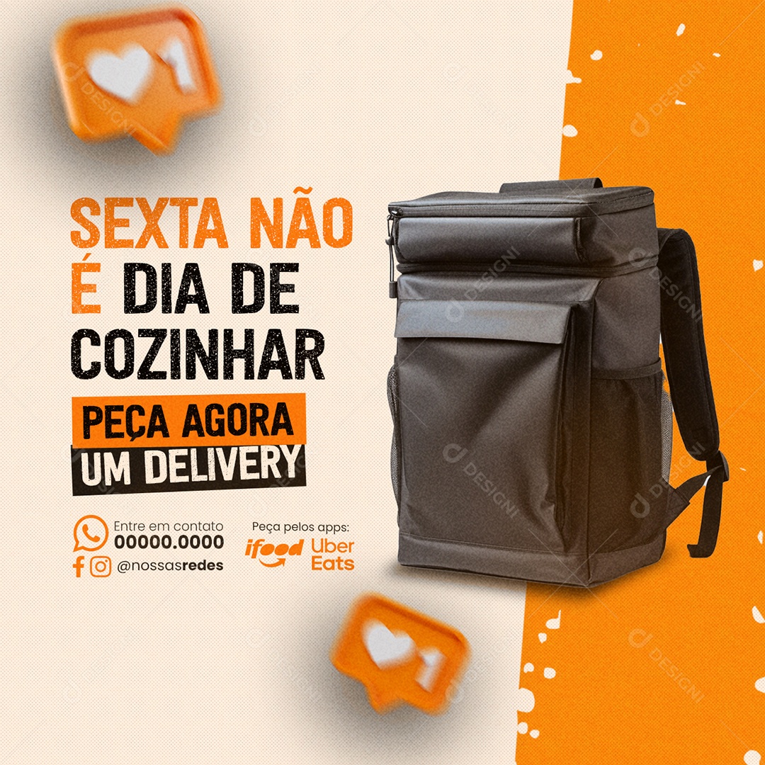 Lanchonete Sexta não é Dia de Cozinhar Peça Agora um Delivery Social Media PSD Editável