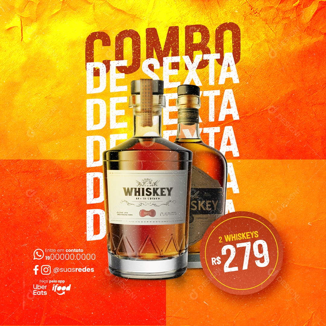 Combo de Bebidas Combo de Sexta Whiskeys Social Media PSD Editável