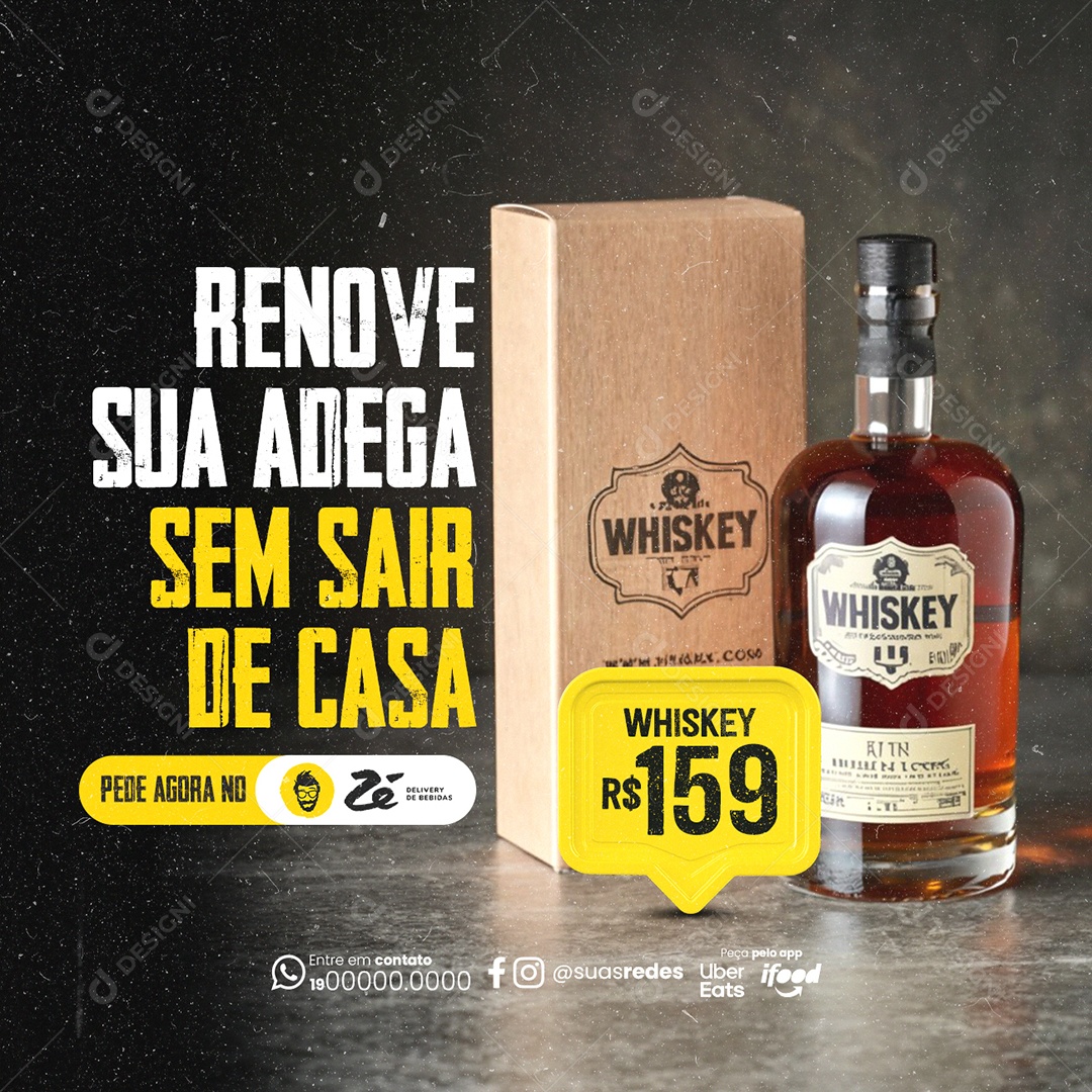 Combo de Bebidas Renove sua Adega sem sair de Casa Whiskey Social Media PSD Editável