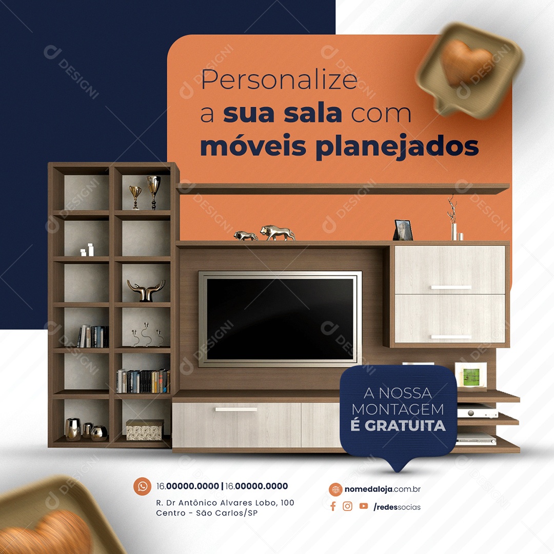 Loja de Móveis Personalize a sua sala com móveis planejados Social Media PSD Editável