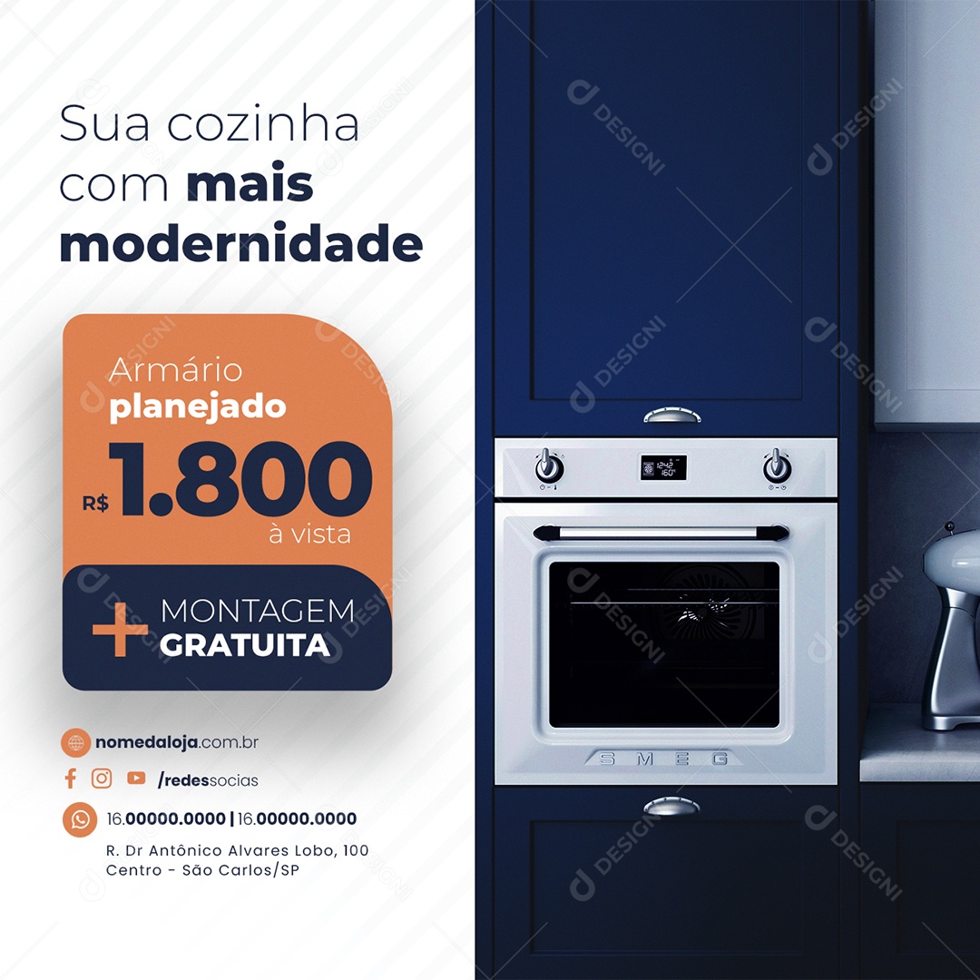 Loja de Móveis Sua cozinha com mais modernidade Armário planejado Social Media PSD Editável