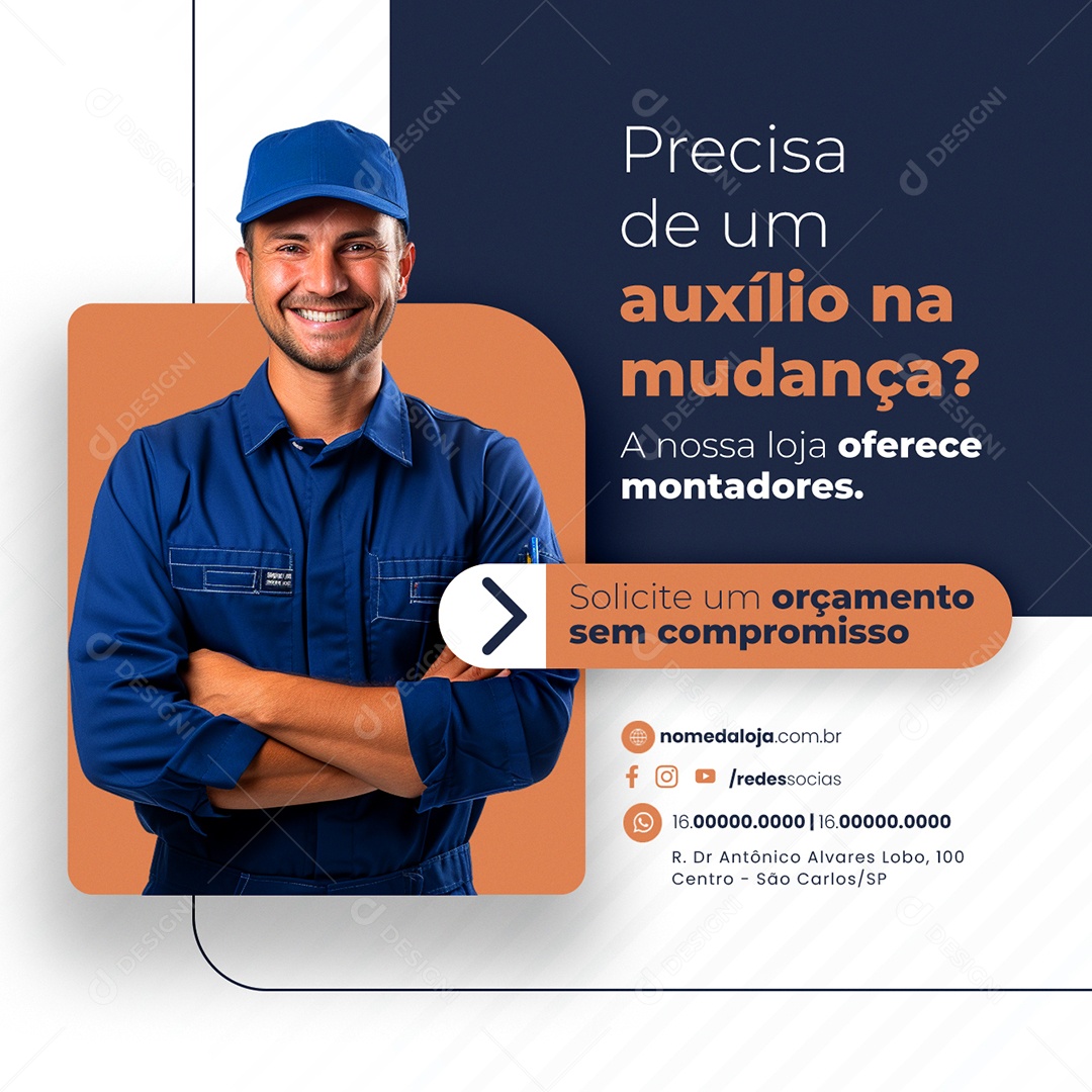 Loja de Móveis Precisa de um auxílio na mudança Social Media PSD Editável