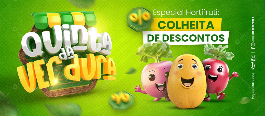 Capa de Supermercado Quinta da Verdura Especial Hortifruti Colheita Social Media PSD Editável