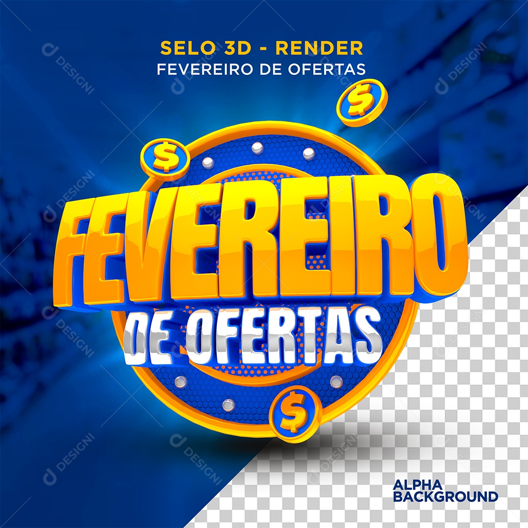 Fevereiro de Ofertas Selo 3D Para Composição PSD