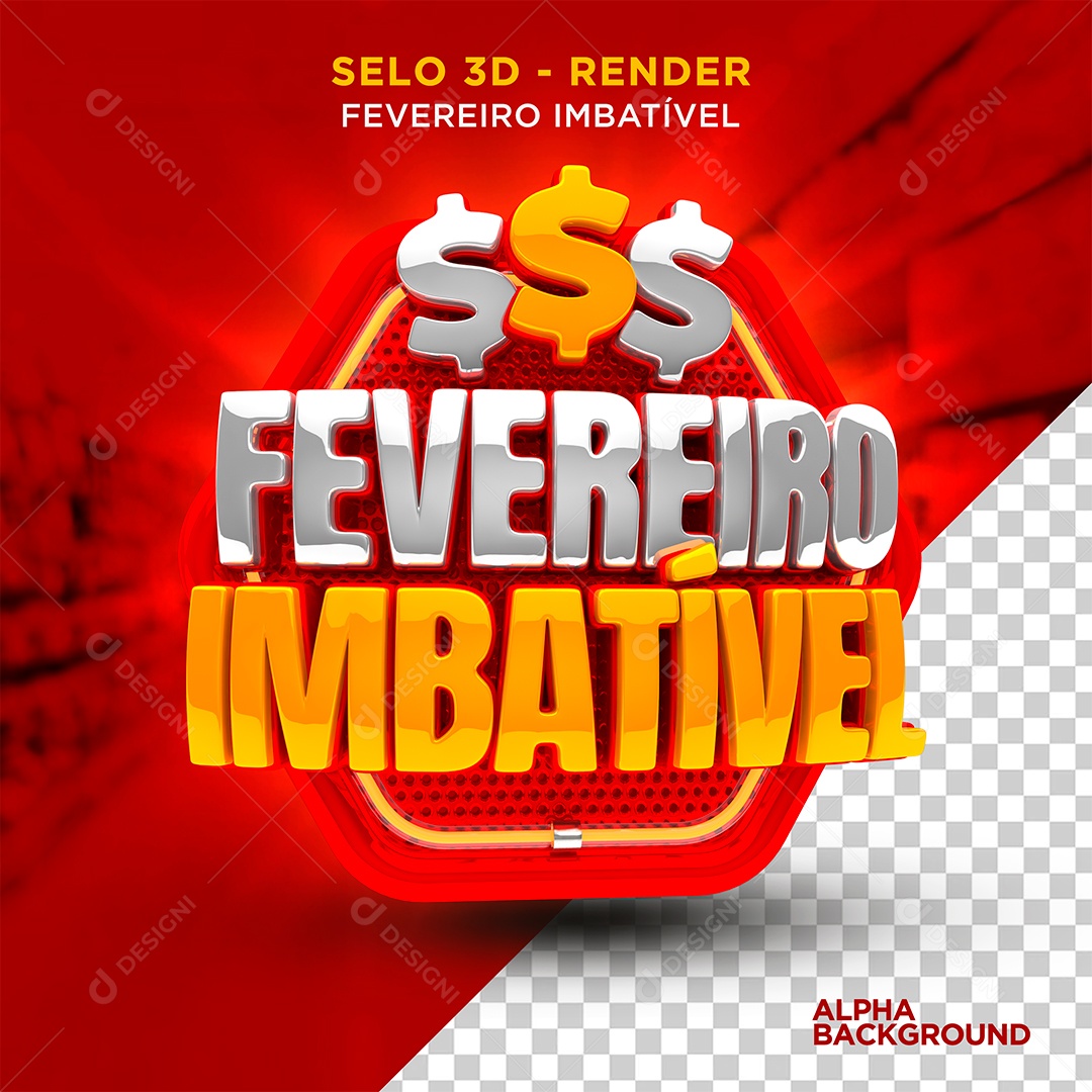 Fevereiro Imbatível Selo 3D Para Composição PSD