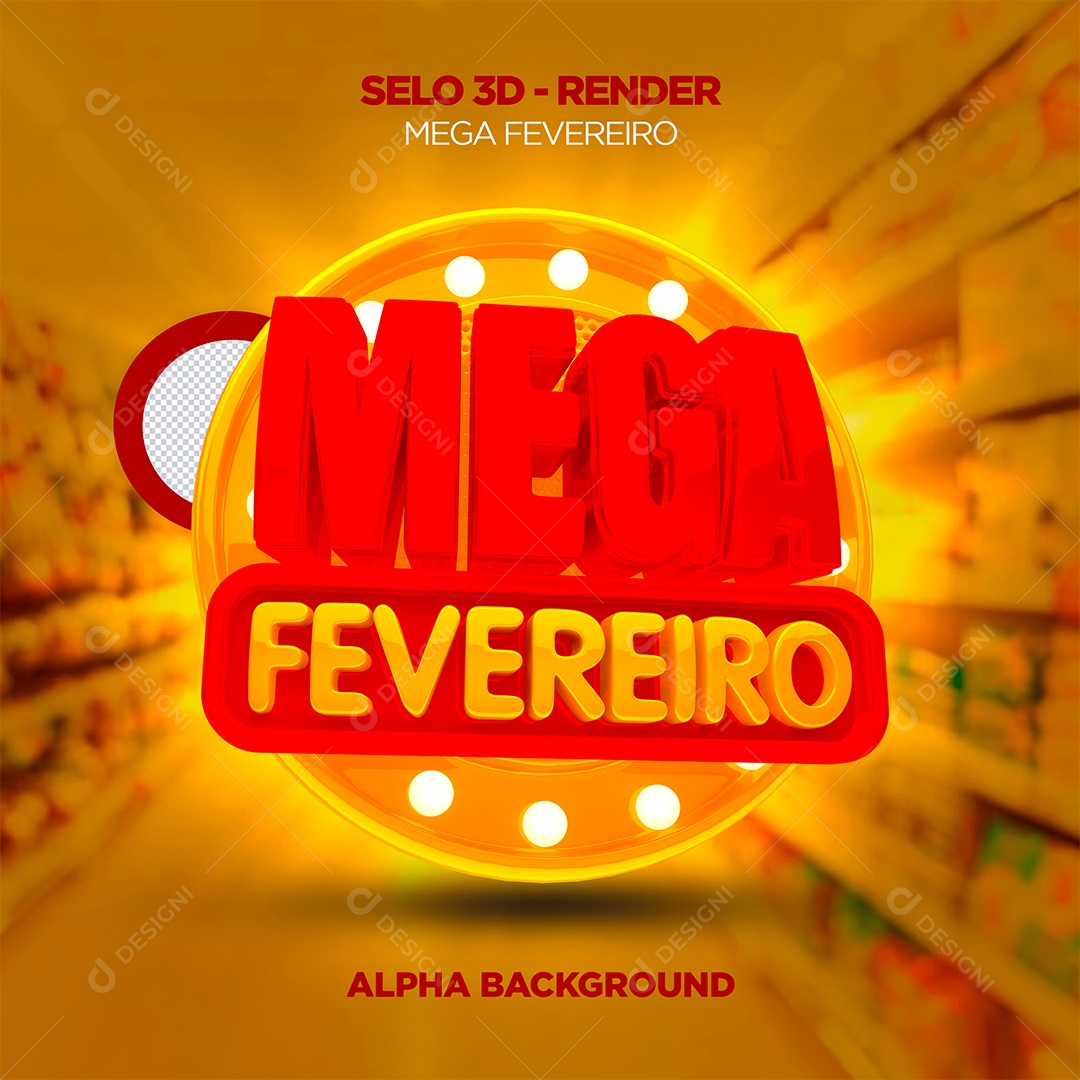 Mega Fevereiro Selo 3D Para Composição PSD