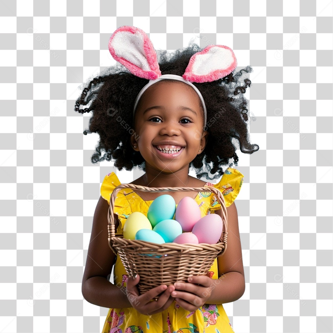 Criança com Fantasia Para Páscoa PNG Transparente