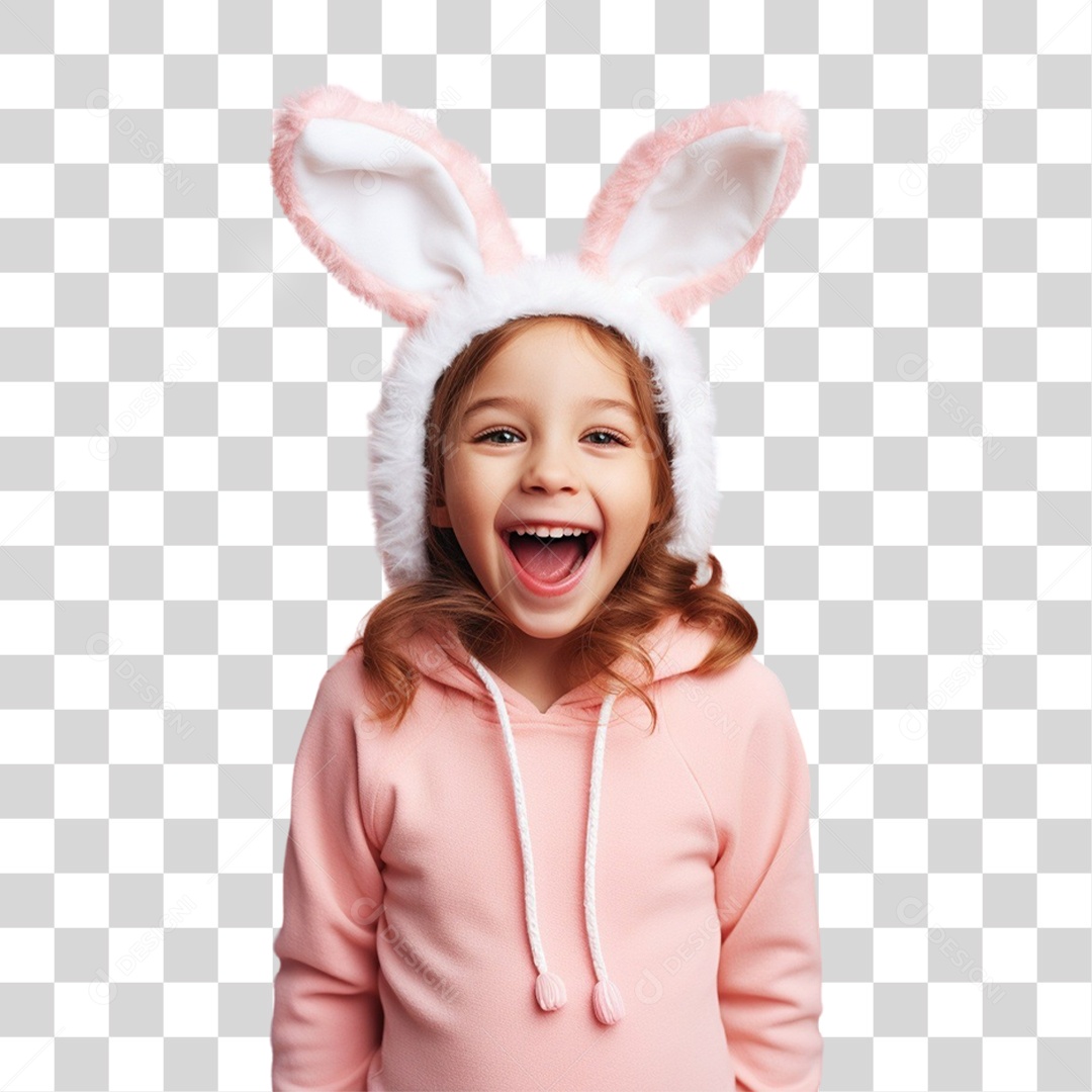Criança com Fantasia Para Páscoa PNG Transparente