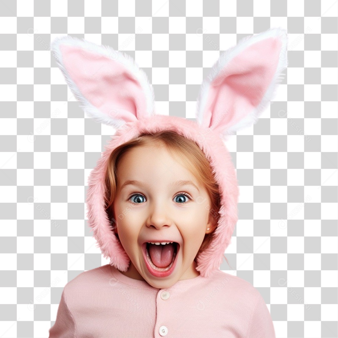 Criança com Fantasia Para Páscoa PNG Transparente