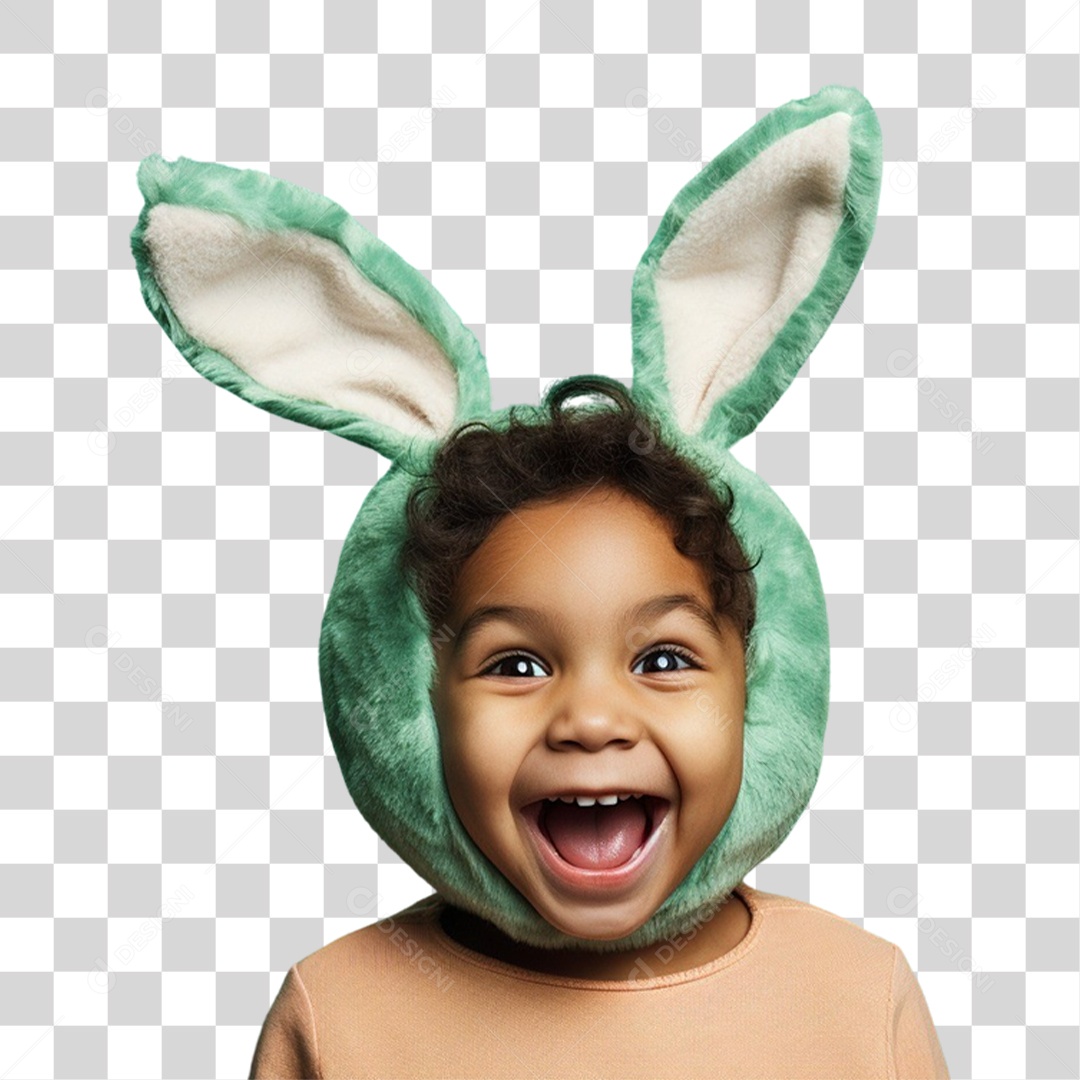 Criança com Fantasia Para Páscoa PNG Transparente