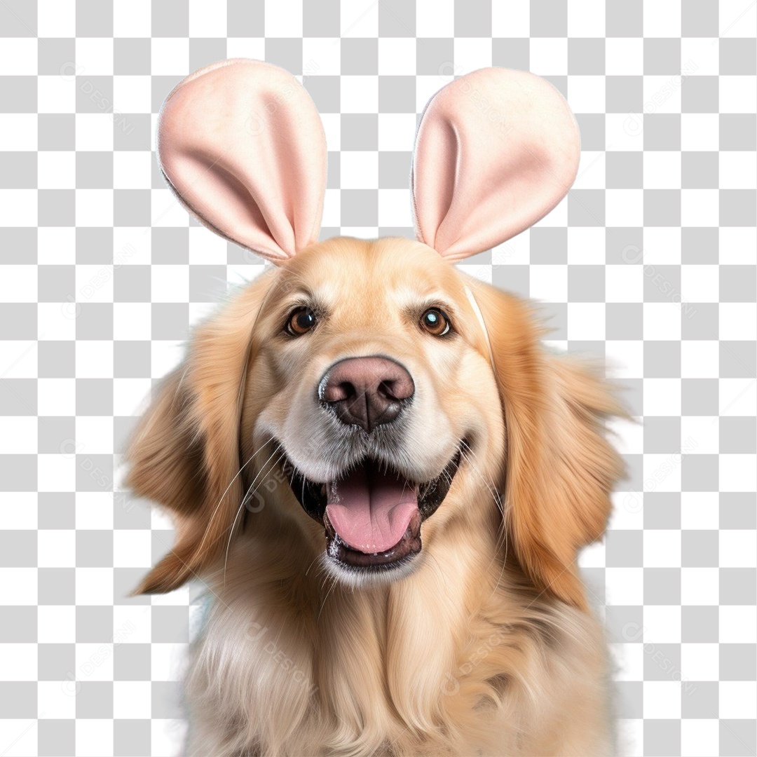 Cachorro Pet Animal com Chapéu de Coelho PNG Transparente