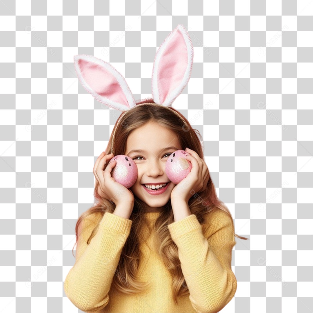 Criança com Fantasia Para Páscoa PNG Transparente