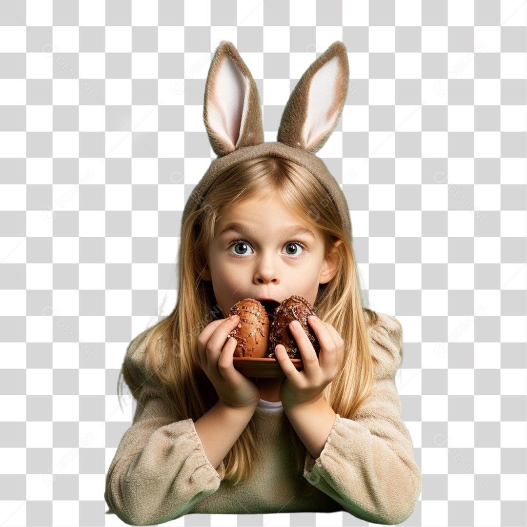 Criança com Fantasia Para Páscoa PNG Transparente