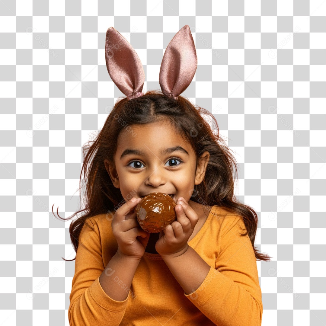 Criança com Fantasia Para Páscoa PNG Transparente