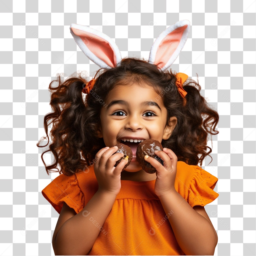 Criança com Fantasia Para Páscoa PNG Transparente