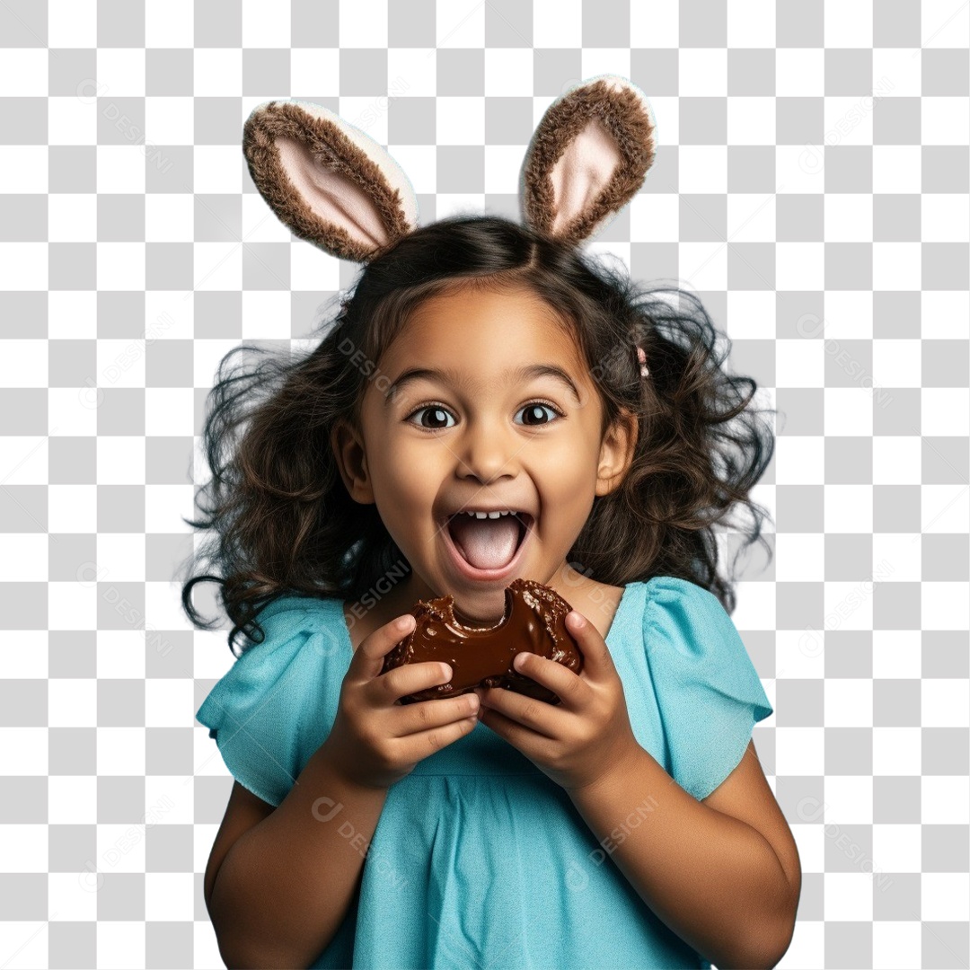 Criança com Fantasia Para Páscoa PNG Transparente