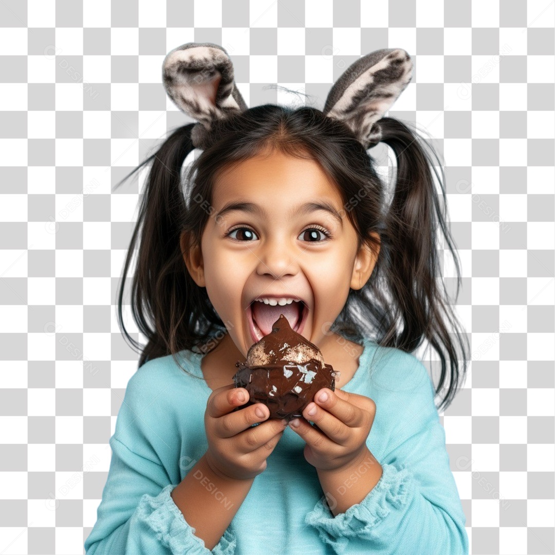 Criança com Fantasia Para Páscoa PNG Transparente