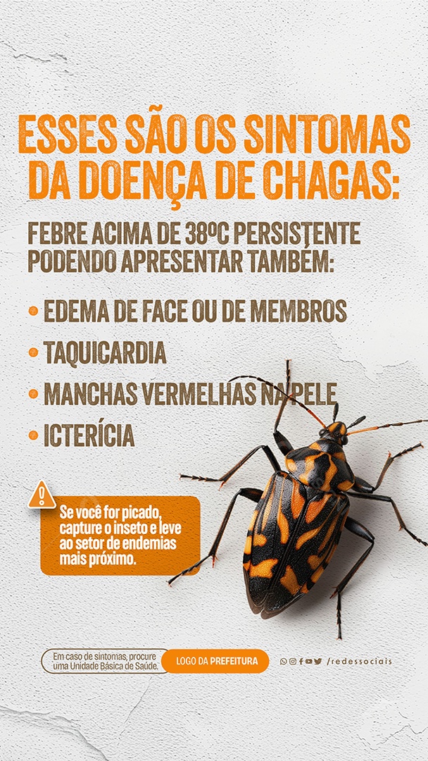 Story Esses são os Sintomas da Doenças de Chagas Social Media PSD Editável