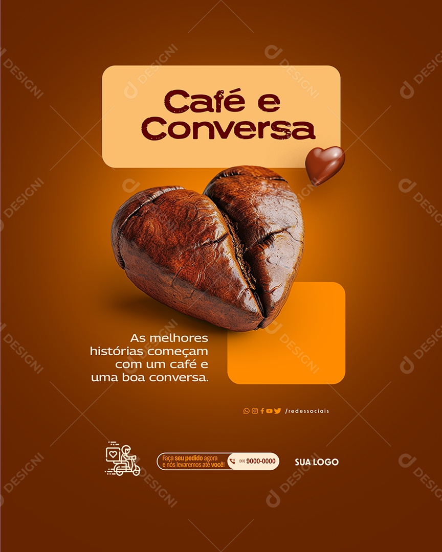 Cada e Conversa as Melhores Histórias Social Media PSD Editável