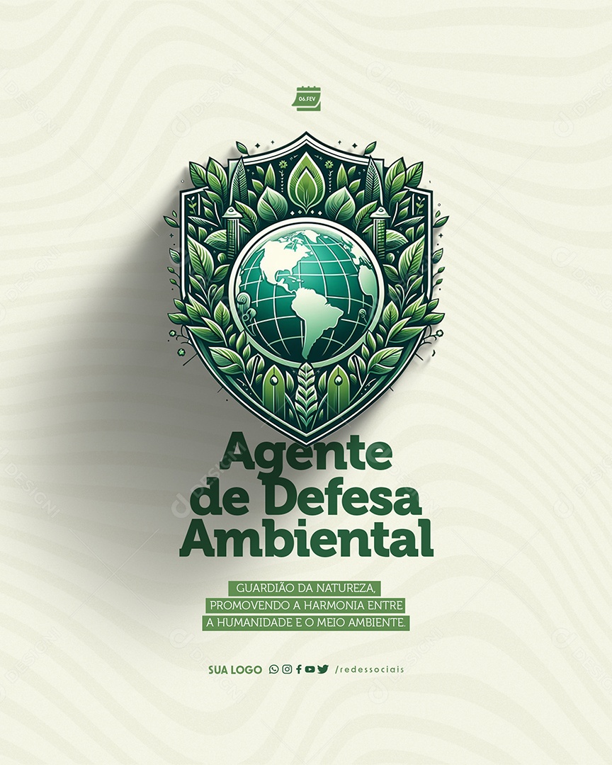 Dia do Agente de Defesa Ambiental 06 de Fevereiro Guardião da Natureza Social Media PSD Editável