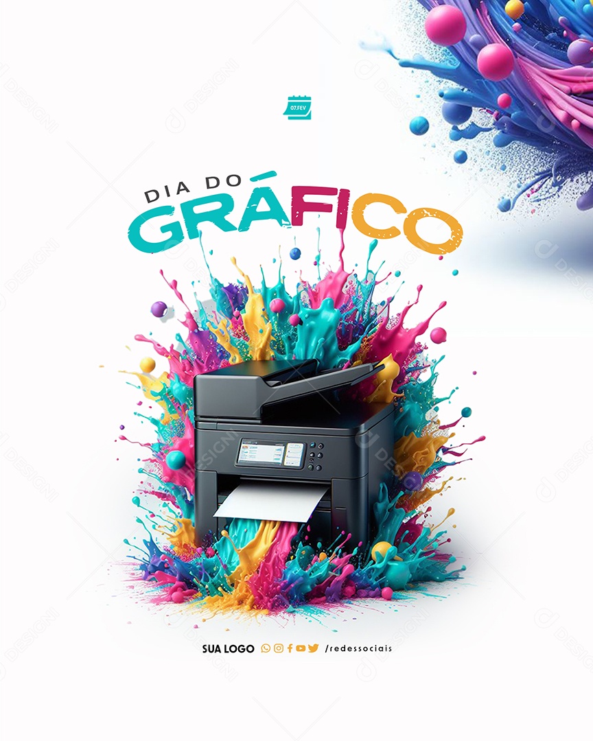 Dia do Gráfico 07 de Fevereiro Social Media PSD Editável