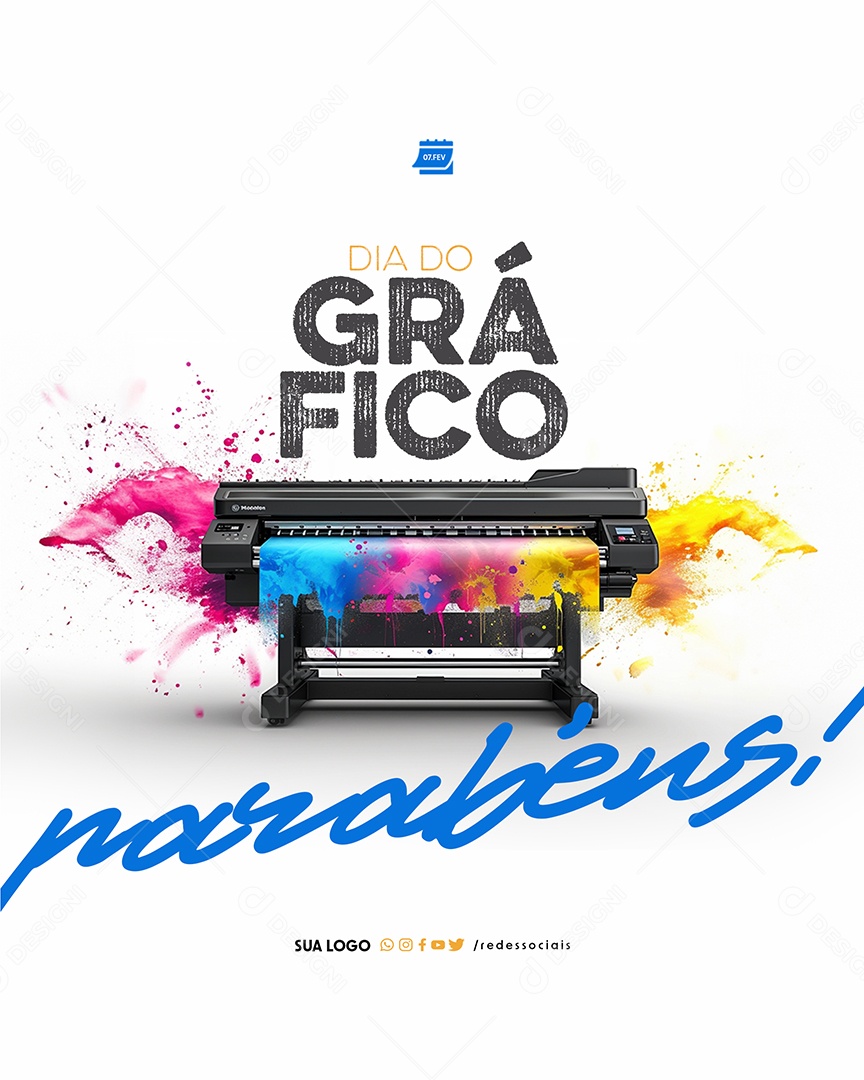 Dia do Gráfico 07 de Fevereiro Social Media PSD Editável