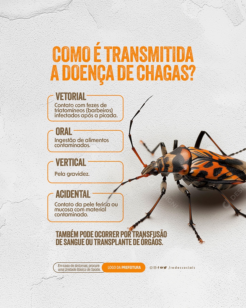 Como é Transmitida a Doença de Chagas Social Media PSD Editável