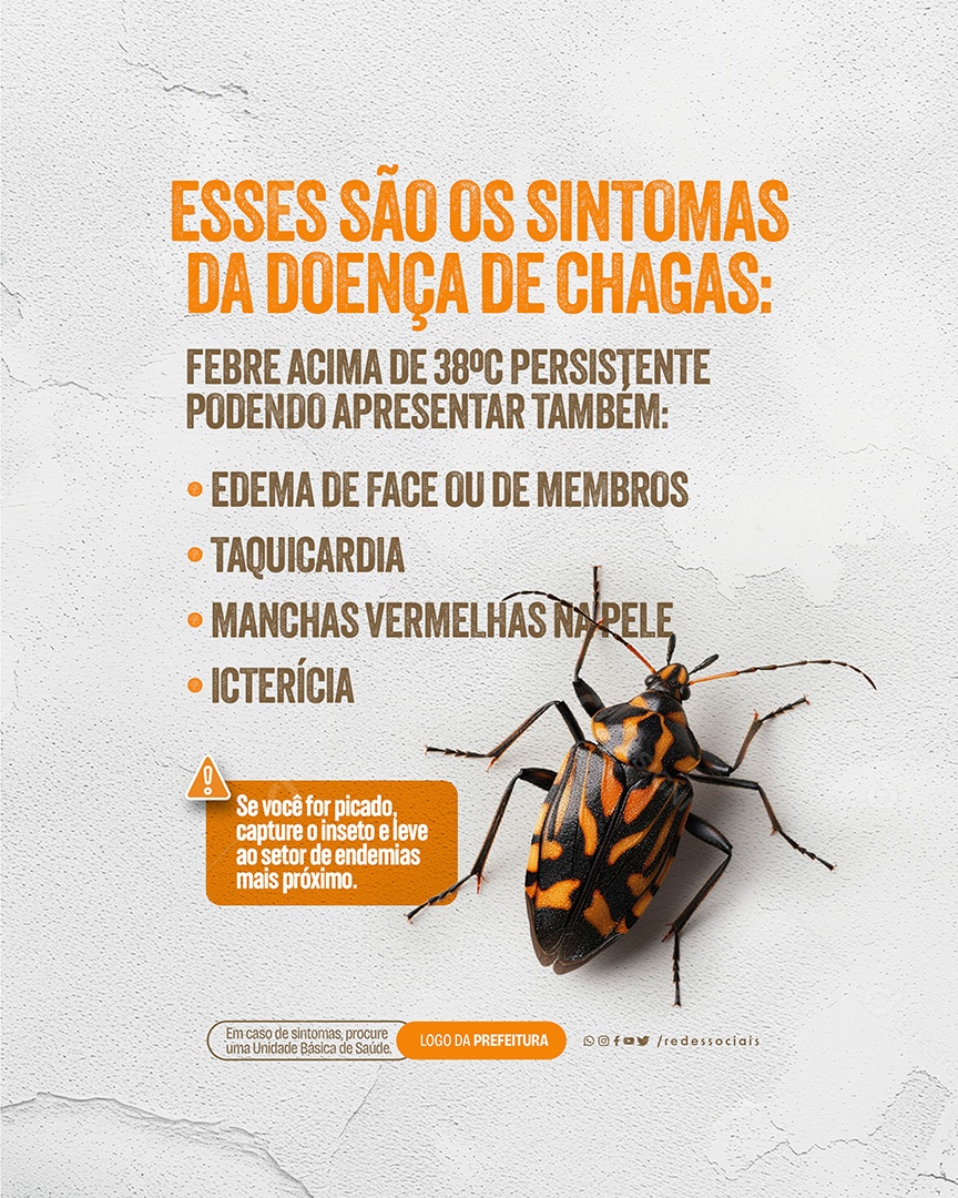 Esses são os Sintomas da Doenças de Chagas Social Media PSD Editável